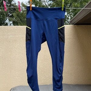 Blue and Black Athletic Leggings